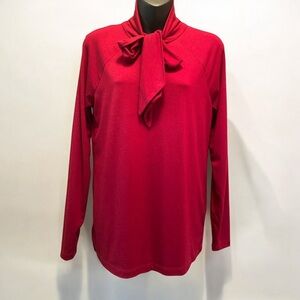 ZARA Red Viscose Knit Front Knot Shirt size L